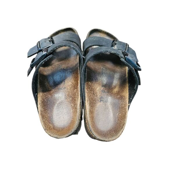 Birkenstock Black Leather Sandals Size 37/7 - Picture 6 of 10